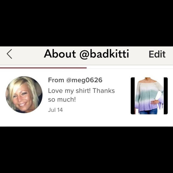 Off The Sholder Top with Slit Long Sleeve Multicolor Size Medium - Picture 2 of 9